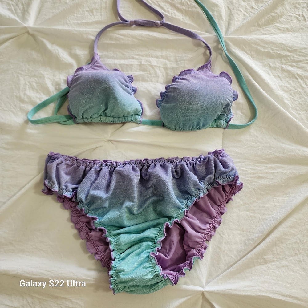Gradient Purple and Green Bikini Set